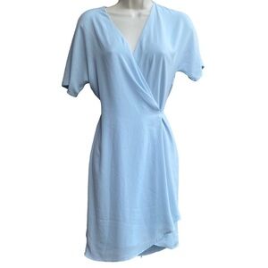 COPY - Babaton Aritzia Pastel Blue Wallace Mini Wrap Dress Size XS